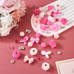 48 Stück DIY-Schmuck-Fingerungssets zum Thema Brustkrebsbewusstsein&nbsp;DIY-TA0013-60