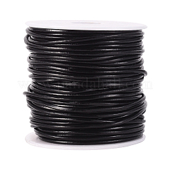 Cuir véritable tressé rond 3mm noir | Miste