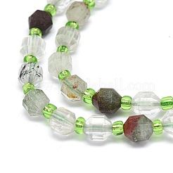 Fili di quarzo lodolite verde naturale / quarzo da giardino / quarzo fantasma verde&nbsp;G-O201B-23