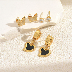 3 Paar Ohrring-Sets aus Edelstahl mit Muschelherz und Schmetterling&nbsp;PZ8874