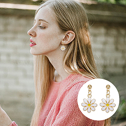 4 Paar 4 Stile Blumenlegierung Emaille Baumeln Ohrringe für Frauen&nbsp;EJEW-AN0004-52