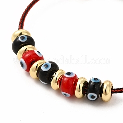 Brazalete con cuentas de latón y mal de ojo de murano&nbsp;BJEW-L679-04G