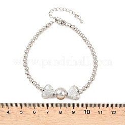 Braccialetti in ottone con micro pavé di zirconi cubici trasparenti e perline rotonde&nbsp;BJEW-F528-05P