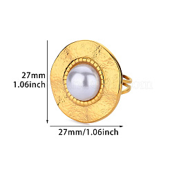 Retro-königlichen Stil 304 Edelstahl Imitation Perle Manschette Ringe&nbsp;FS-WG343E9-03