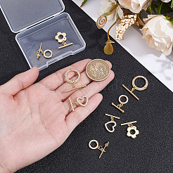 10 Stück 5 Stile Messing Micro Pave klare Zirkonia Knebelverschlüsse&nbsp;KK-BBC0025-26
