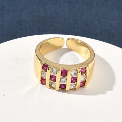 Messing Micro Pave Zirkonia Manschette offene Ringe&nbsp;RJEW-C158-04G