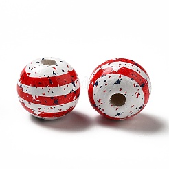 Perles en bois naturel imprimées sur le thème de la fête de l'indépendance&nbsp;WOOD-L020-B03