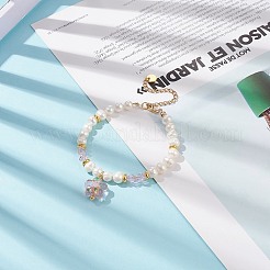 Braccialetto di fascino del fiore di lume&nbsp;BJEW-TA00177-03