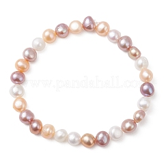 Stretch-Armbänder mit natürlichen Süßwasser-Zuchtperlen für Damen&nbsp;BJEW-JB13135