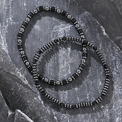 Bracelets extensibles en perles d'hématite synthétiques non magnétiques pour hommes&nbsp;BA9211