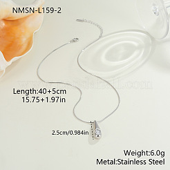 Halsketten mit Anhänger aus Edelstahl 304 und klaren Zirkonia im Pavé-Fassung&nbsp;WG74186-02
