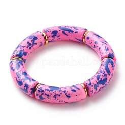 Braccialetto elastico con perline in tubo curvo acrilico&nbsp;BJEW-JB08442