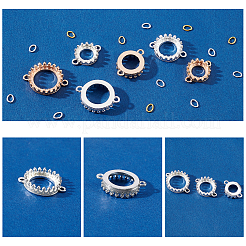 12 pièce 6 styles de connecteurs à maillons en laiton à lunette arrière ouverte ronde et plate&nbsp;FIND-PH0004-77