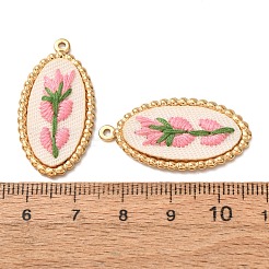Pendentifs en acier inoxydable 304 et tissu brodé&nbsp;FB-CBAFBAF-11G-02