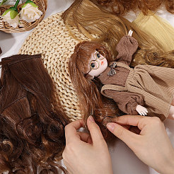4 stücke 4 farben pp puppe perücke lange lockige haar&nbsp;DIY-GL0006-20B