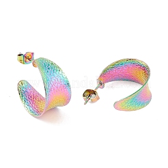 Boucles d'oreilles à tige épaisses en acier inoxydable 304 avec placage ionique (IP) en forme de C&nbsp;EJEW-P198-12MC