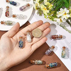 20 Stück 5 Stile Klarglas-Wunschflasche mit gemischten Edelsteinsplittern im Inneren Anhänger&nbsp;FIND-SC0020-76