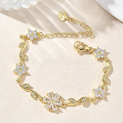 Bracciali a catena con micro pavé di zirconi cubici in ottone per donna&nbsp;BJEW-C156-04D-02G