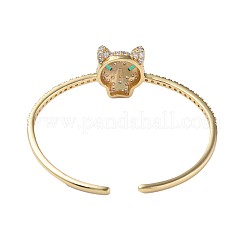 Brazalete abierto de leopardo con circonitas cúbicas&nbsp;BJEW-N012-028