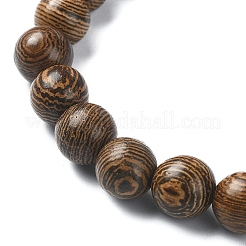 Gefärbtes natürliches Lavastein-Unterlegscheibe und rundes Stretch-Armband aus Holzperlen&nbsp;BJEW-JB09679