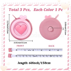 3 Stück Maßband aus PVC und Polyethylen in 3 Farben&nbsp;AJEW-DJ0003-05