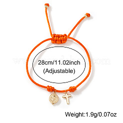 Braccialetti regolabili in ottone con croce religiosa e ciondolo a forma di vergine&nbsp;GY3057-1
