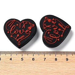Cuore per uso alimentare con perline focali in silicone con parola amore&nbsp;LS-SIL-NH0001-01B