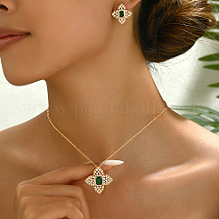 Elegante Vintage-Sets aus Messing mit Blumen-Ohrsteckern und Halsketten mit Anhänger für Damen&nbsp;FD2708