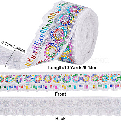 Polyester Regenbogen Pailletten Spitzenband&nbsp;DIY-WH0632-66B