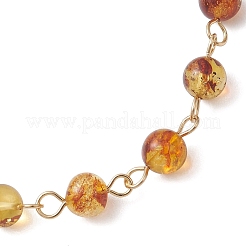 Braccialetti con maglie di perline di ambra naturale&nbsp;BJEW-JB13484-01