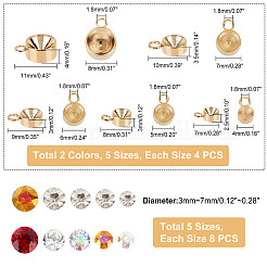 40 pieza de dijes de rhinestone planos y redondos de acero inoxidable 304.&nbsp;DIY-UN0002-71