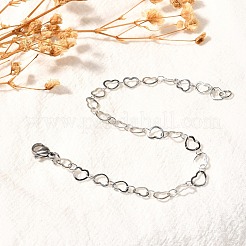 Anlaufgeschützte 304 Edelstahl-Herzgliederarmbänder&nbsp;BJEW-N280-04