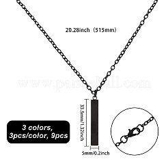 Collier pendentif rectangulaire en acier inoxydable 201/fer recouvert de laiton&nbsp;NJEW-CO0001-01
