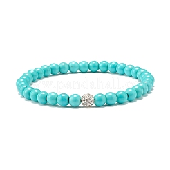 Bracelet extensible en perles rondes synthétiques turquoise (teintes)&nbsp;BJEW-JB07484