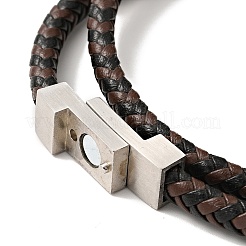 Wickelarmband aus geflochtenem Mikrofaser-Leder mit Doppelschlaufen und Magnetverschluss aus Edelstahl 304 für Männer und Frauen&nbsp;BJEW-C021-25P