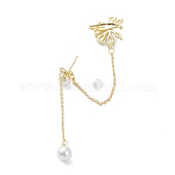 Asymmetrische Ohrringe mit Zirkonia-Blume&nbsp;EJEW-K088-05G