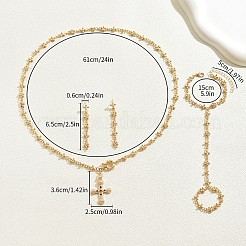 Kreuz & Blume 304 Edelstahl Zirkonia Anhänger Halsketten & Ohrstecker & Gliederkette Fäustlinge Armbänder Sets&nbsp;FS-WGC1DDB-01