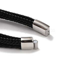 Geflochtene mehrsträngige Armbänder aus schwarzem PU-Leder für Herren&nbsp;BJEW-K243-09AS