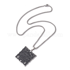 Quadrat mit Wort 201 Edelstahl Anhänger Halsketten&nbsp;NJEW-K253-26P