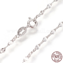 Anlaufschutz-Halsketten aus rhodiniertem Sterlingsilber mit 925 Glieder&nbsp;STER-L059-09P