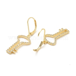 Messing-Ohrringe mit Mikropavé und klarem Zirkonia-Bruchverschluss für Damen&nbsp;KK-B062-03G