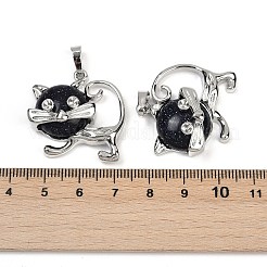 Pendentifs chaton en pierre dorée bleue synthétique&nbsp;G-J386-C17-11