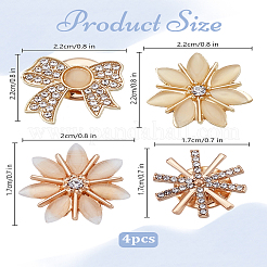 4 Stück 4 Stile Legierung Strass Broschen&nbsp;JEWB-LP0004-08
