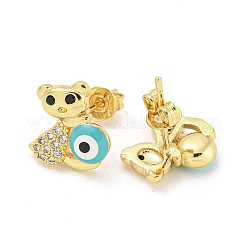Aretes de latón chapado en oro real de mal de ojo 18k&nbsp;EJEW-L269-087G-04
