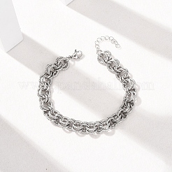 Armbänder aus gedrehten Doppelringgliederketten aus Edelstahl 304 für Damen&nbsp;BJEW-G780-06P-02