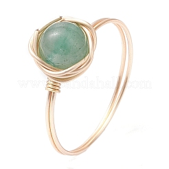 4 stücke 4 arten runde natürliche grüne aventurin & amethyst & hemimorphite & rose quarz finger ringe sets&nbsp;RJEW-TA00147