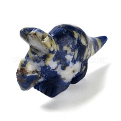 Figurines de rhinocéros de guérison sculptées en sodalite naturelle&nbsp;DJEW-P016-01F