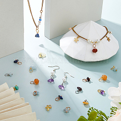 84 stücke 21 arten natürliche granat & aventurin & aquamarin & citrin & aventurin & lapis lazuli & amethyst chip charms&nbsp;PALLOY-FH00142