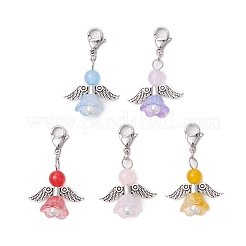 Pendentif décoratif en jade malaisien naturel et teinté ange&nbsp;HJEW-JM02763-05