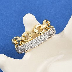 Manschettenringe aus Messing mit Mikropavé-Zirkonia für Damen&nbsp;RJEW-D326-05G